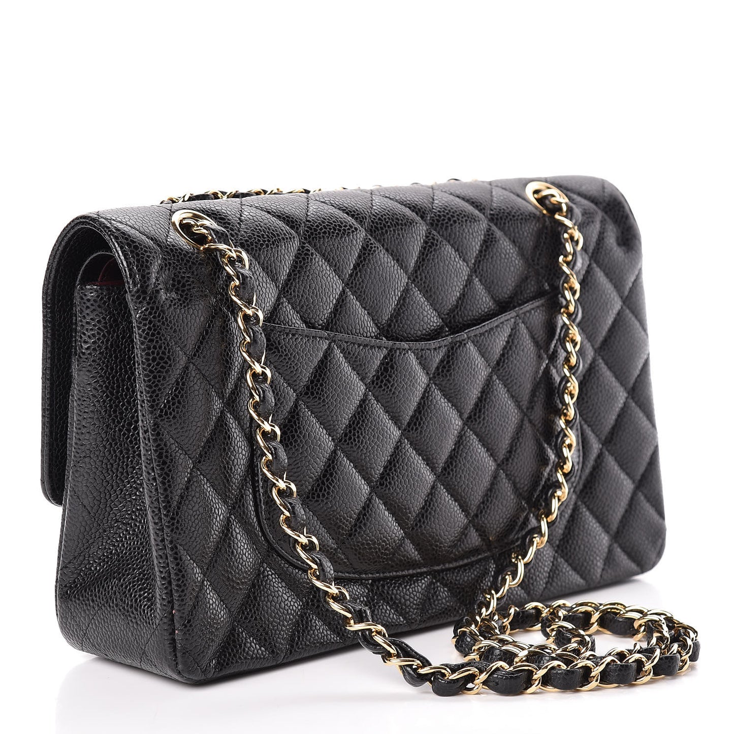 Caviar Quilted Medium Double Flap Black