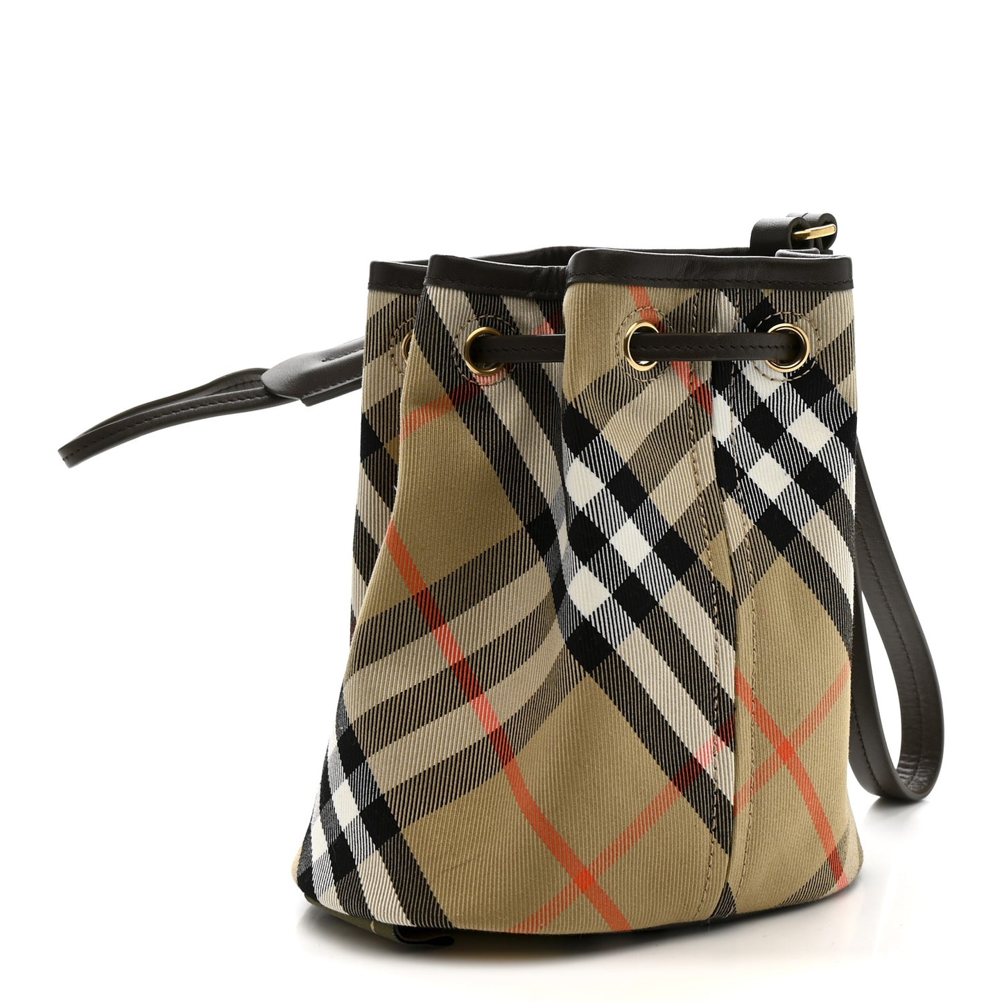 Check Mini Drawstring Pouch Sand
