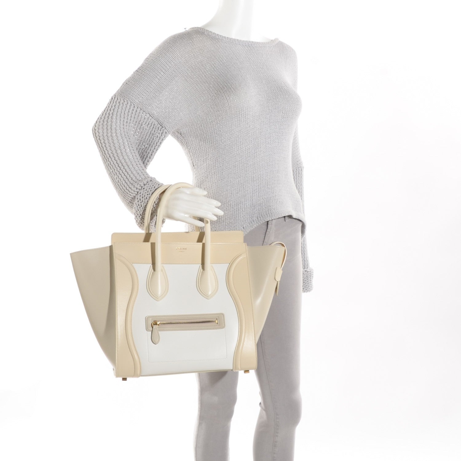 Celine Smooth Calfskin Mini Tri-Color Luggage White 2 of 9