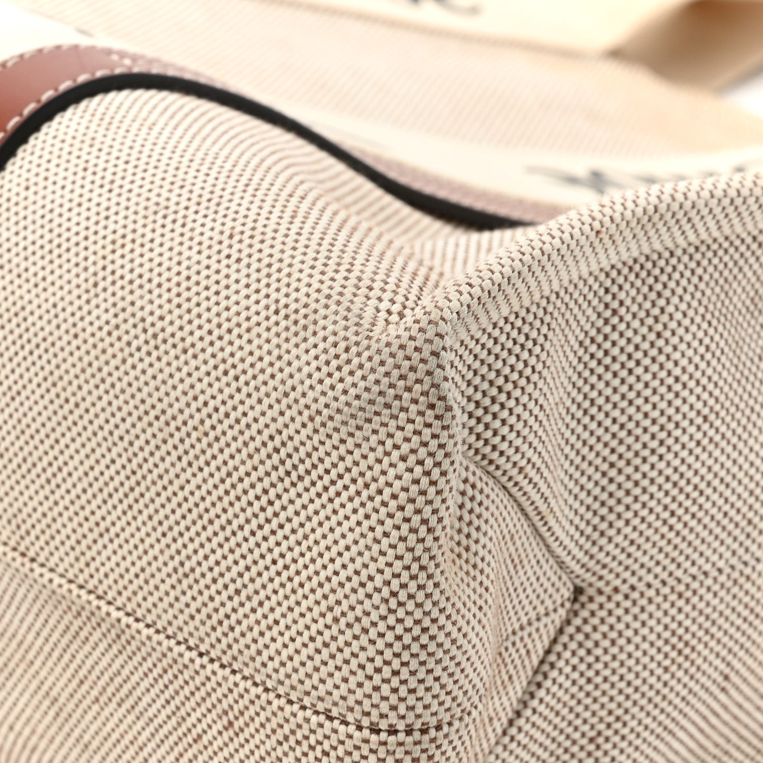 Chloe Cotton Calfskin Large Woody Ribbon Tote White Brown 12 of 15