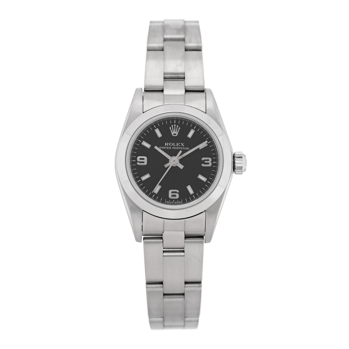 Rolex Stainless Steel 24mm Oyster Perpetual Watch Black 76080 1 of 4