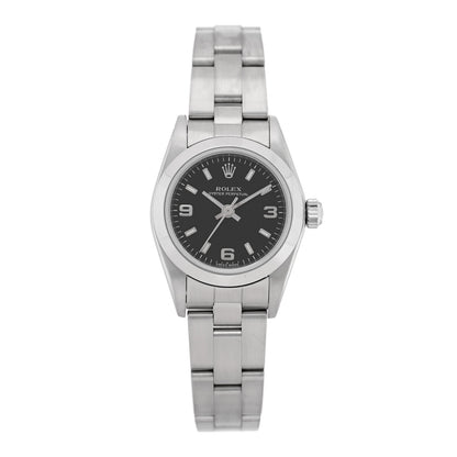 Rolex Stainless Steel 24mm Oyster Perpetual Watch Black 76080 1 of 4