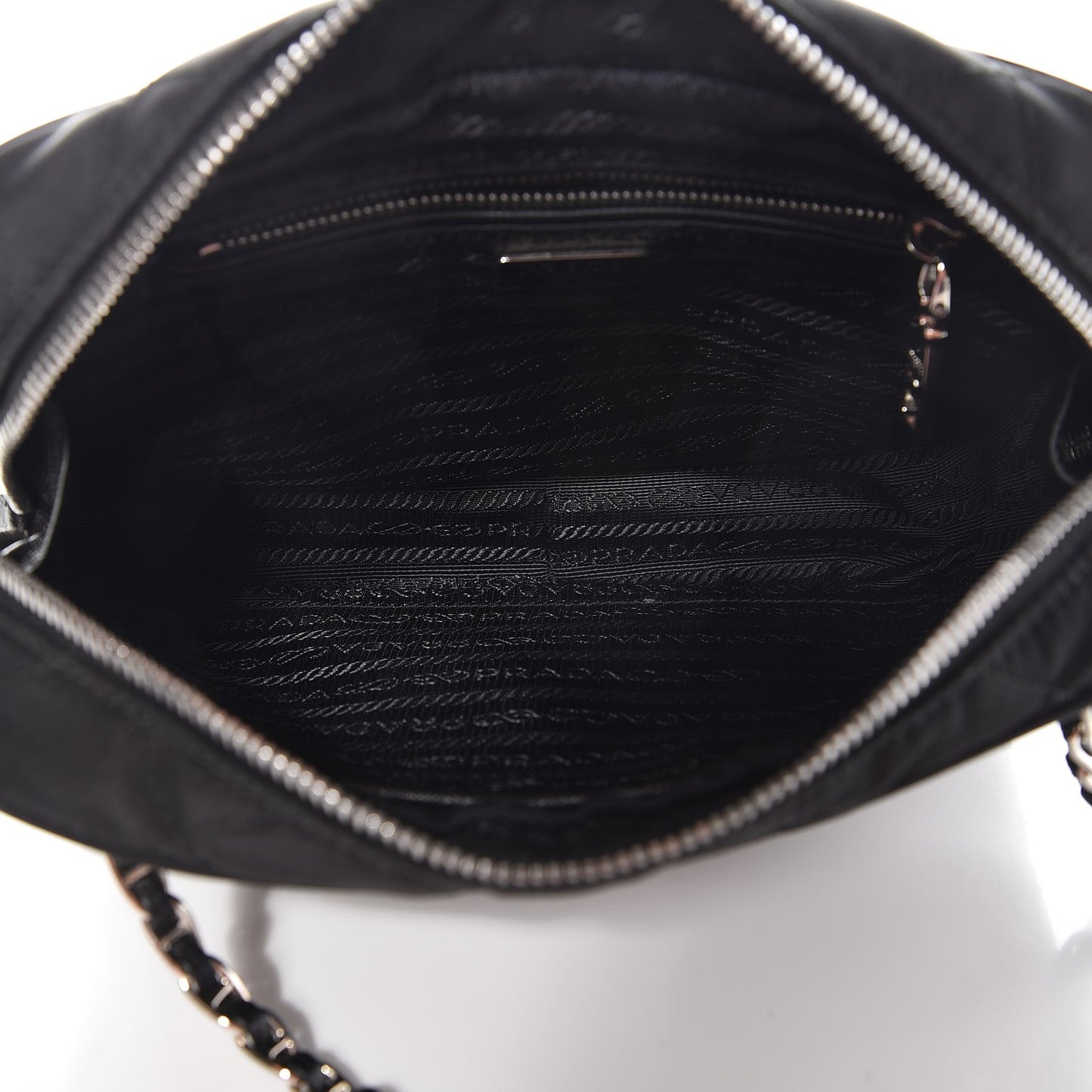 Nylon Tessuto Impuntu Quilted Bandoliera Crossbody Bag Black
