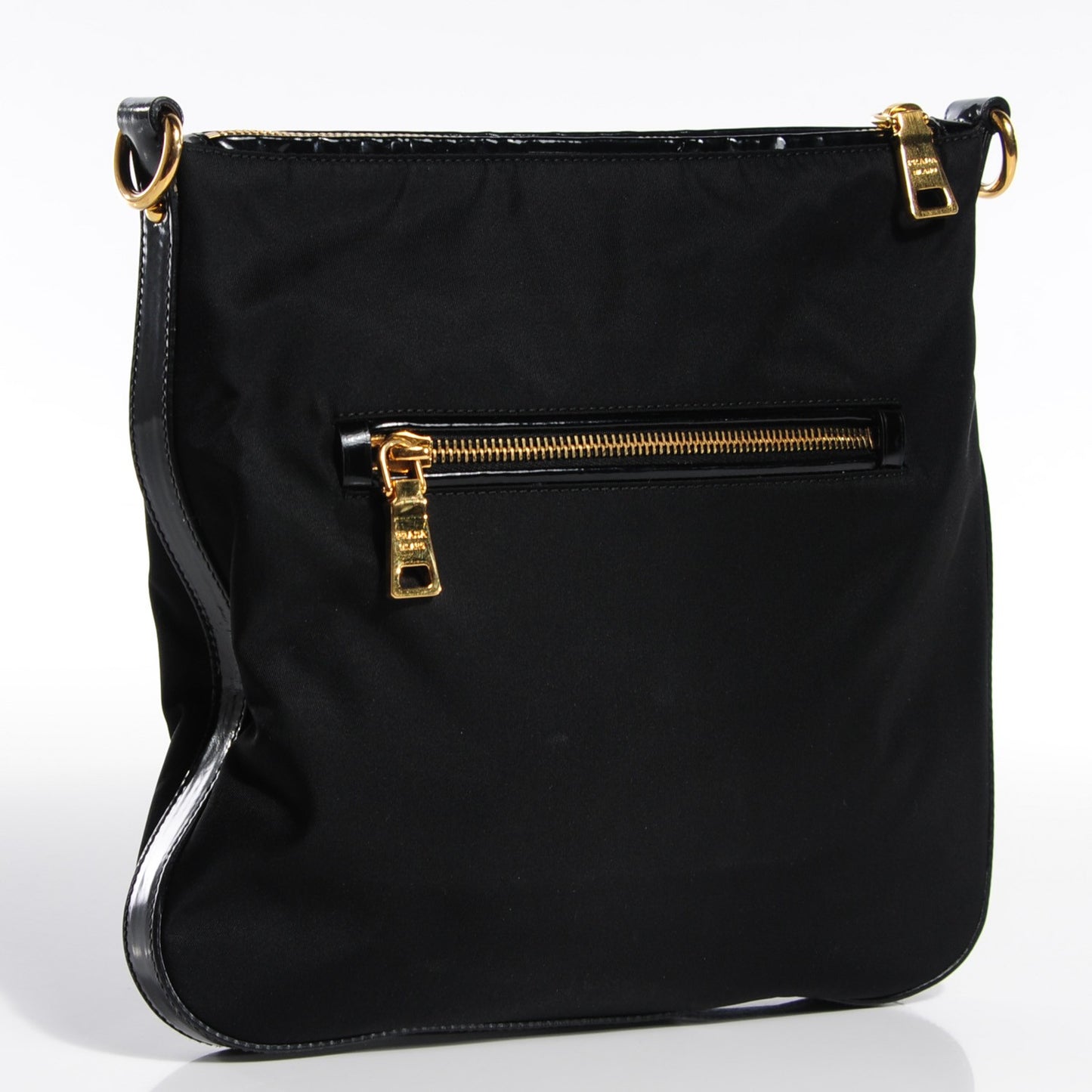 Nylon Small Flat Messenger Bag Black