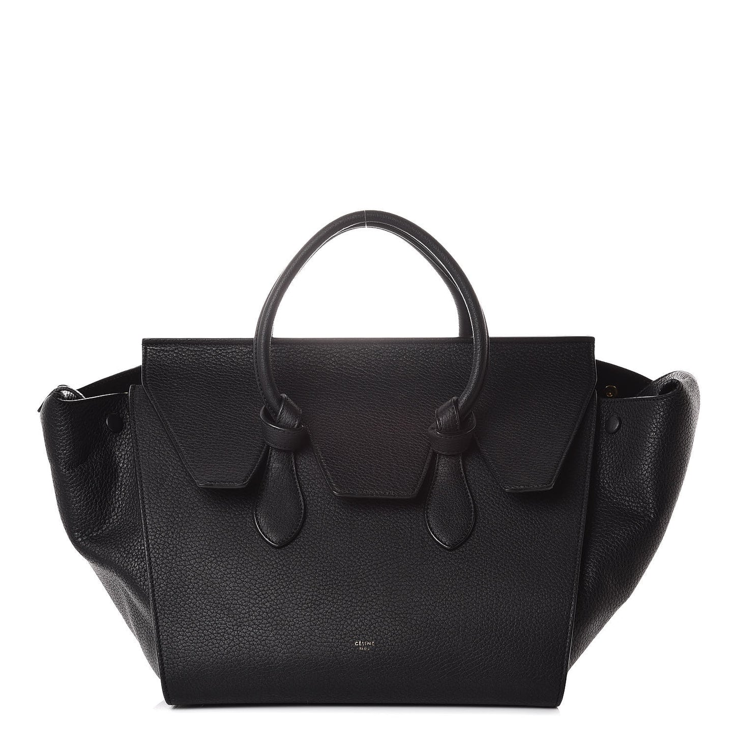 Crisped Calfskin Medium Tie Knot Tote Black