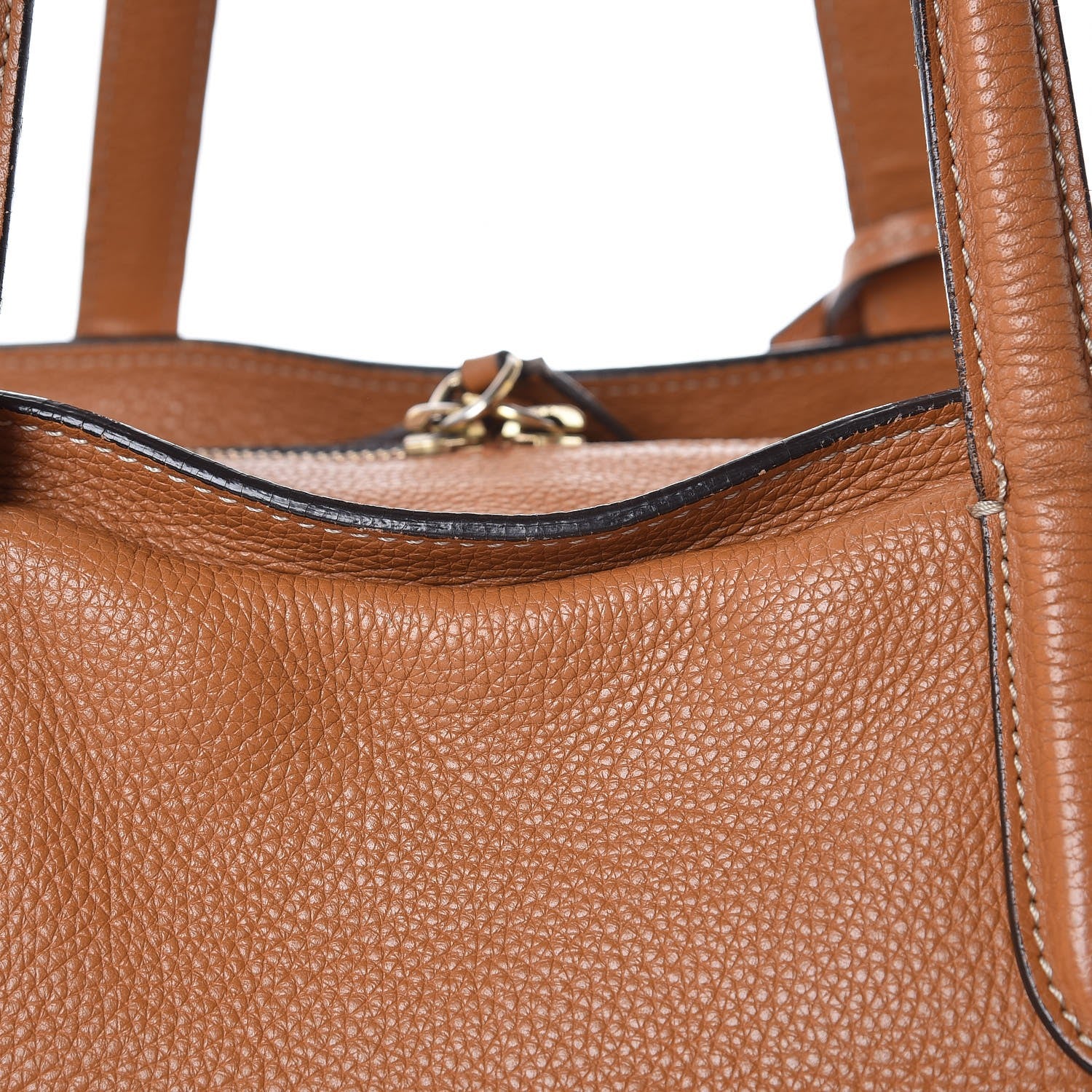 Alexander McQueen Pebbled Calfskin Large Skull Padlock Zip Around Tote Camel 12 of 24