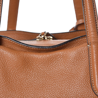 Alexander McQueen Pebbled Calfskin Large Skull Padlock Zip Around Tote Camel 12 of 24