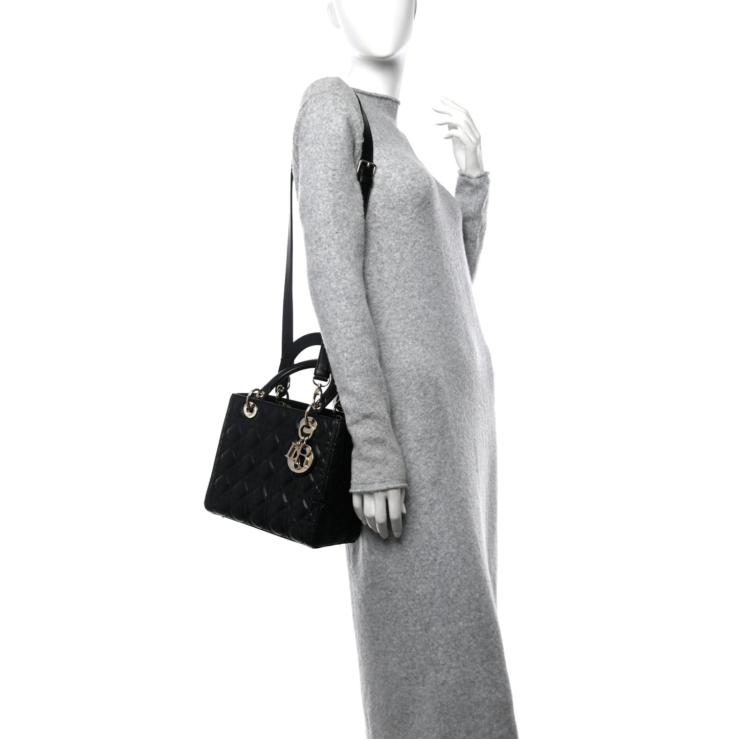 Lambskin Cannage Medium Lady Dior Black