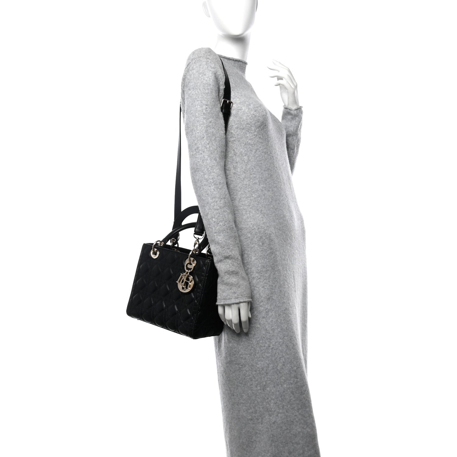 Christian Dior Lambskin Cannage Medium Lady Dior Black 3 of 11