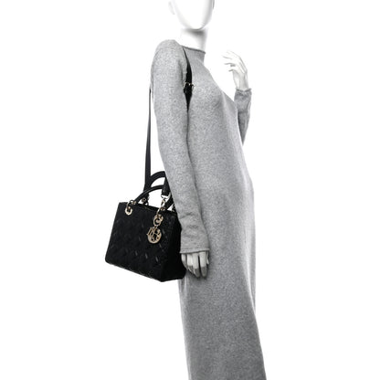 Christian Dior Lambskin Cannage Medium Lady Dior Black 3 of 11
