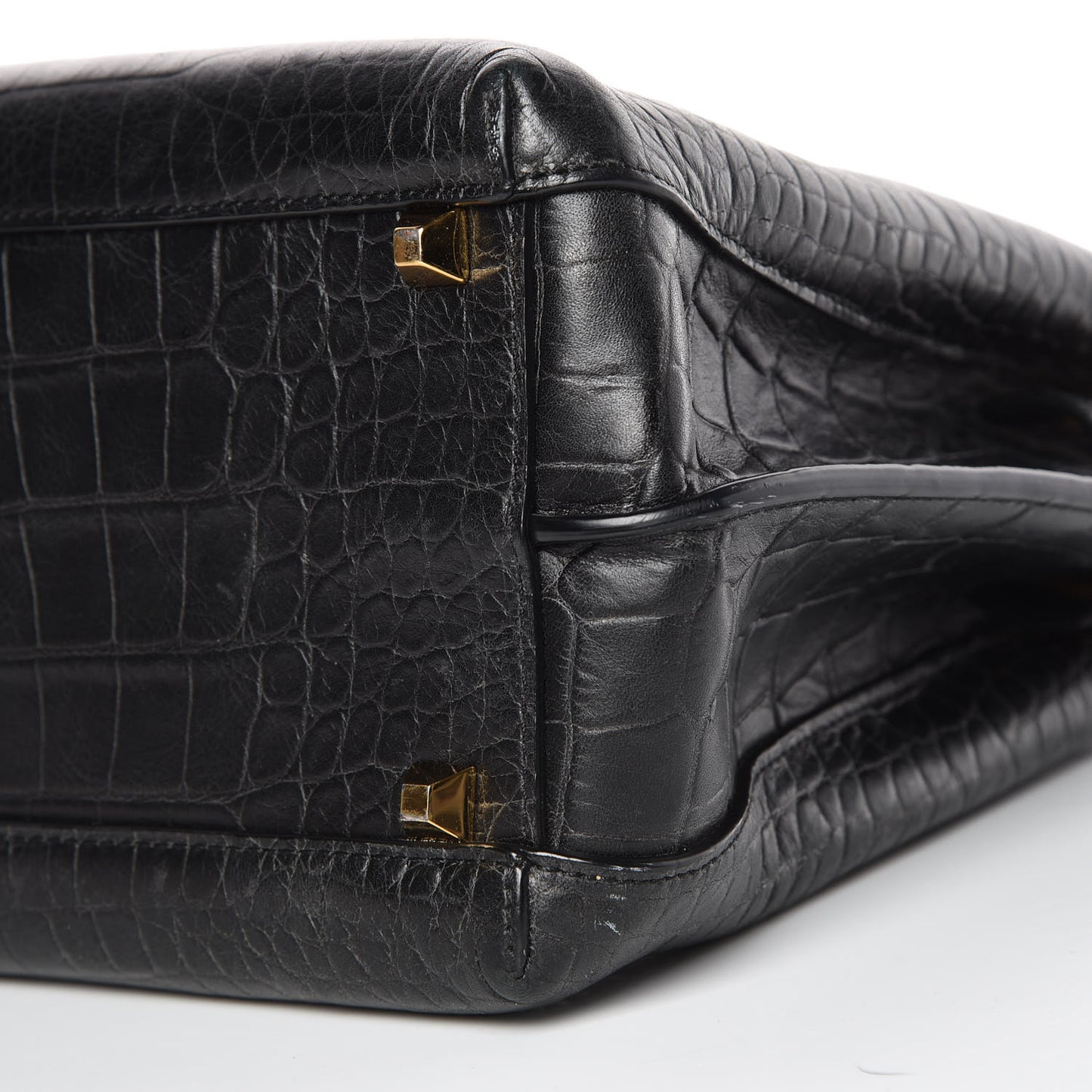 Calfskin Crocodile Embossed Medium Milla Tote Black