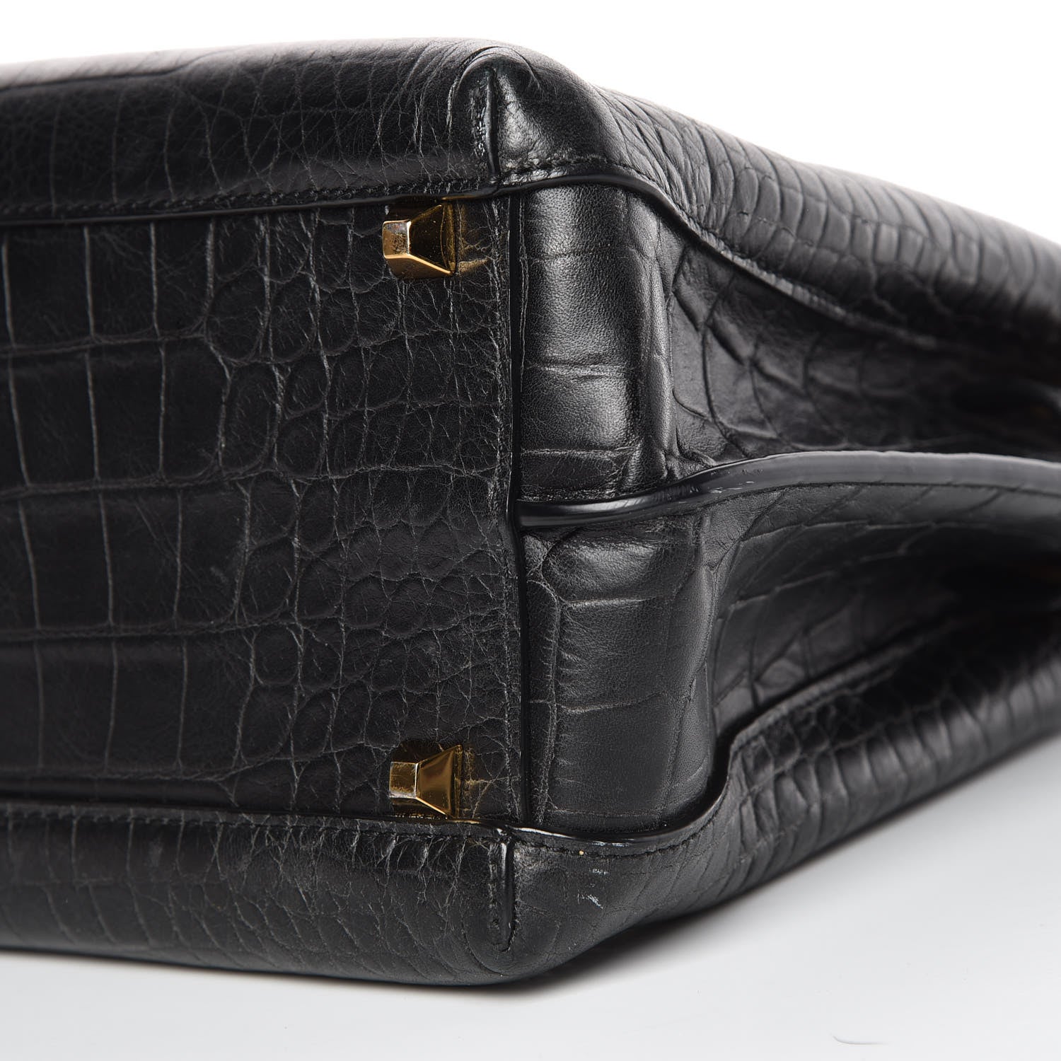 MCM Calfskin Crocodile Embossed Medium Milla Tote Black 6 of 12