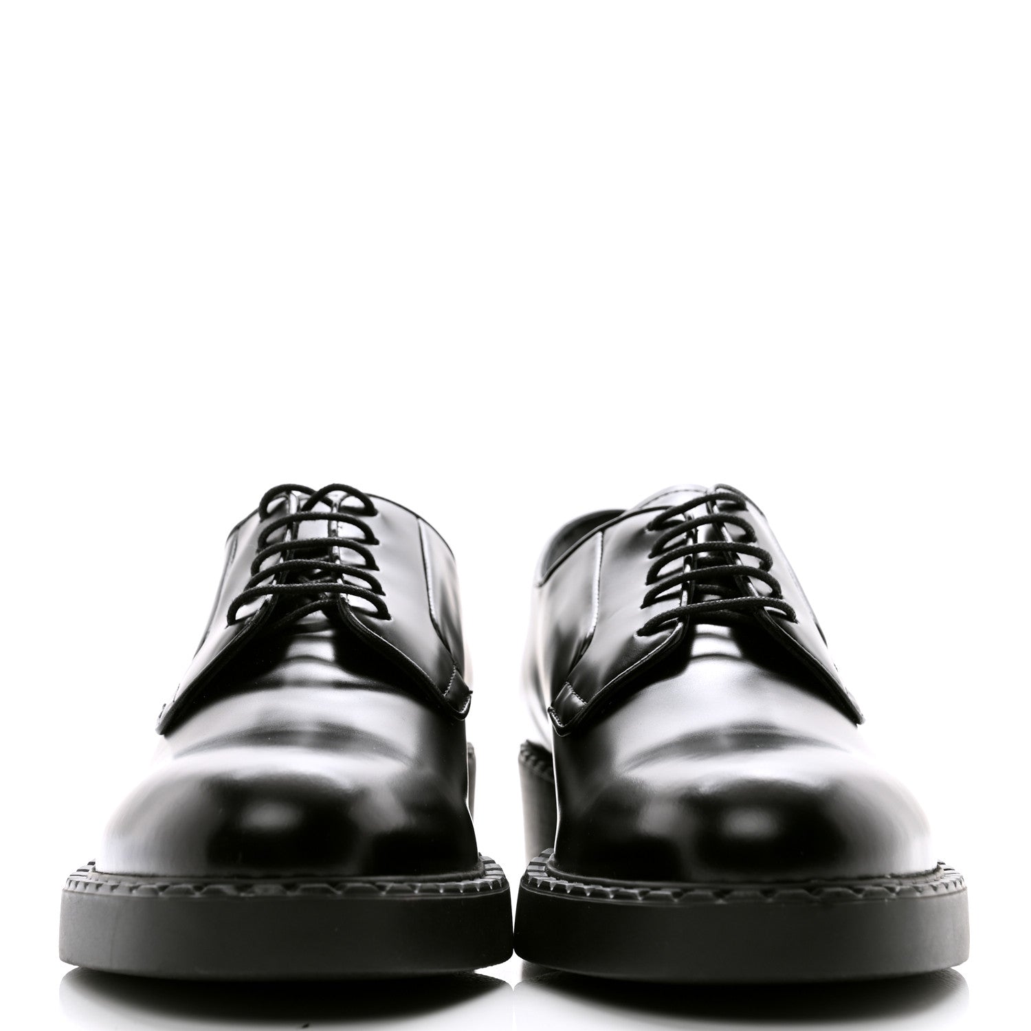 Prada Spazzolato Lace Up 50mm Loafers 39 Black 2 of 9