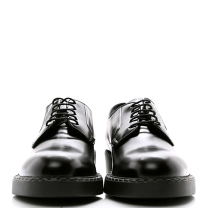 Prada Spazzolato Lace Up 50mm Loafers 39 Black 2 of 9