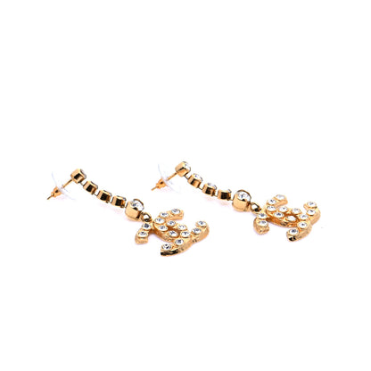 Chanel CC Crystal Drop Earrings Gold 3 of 6