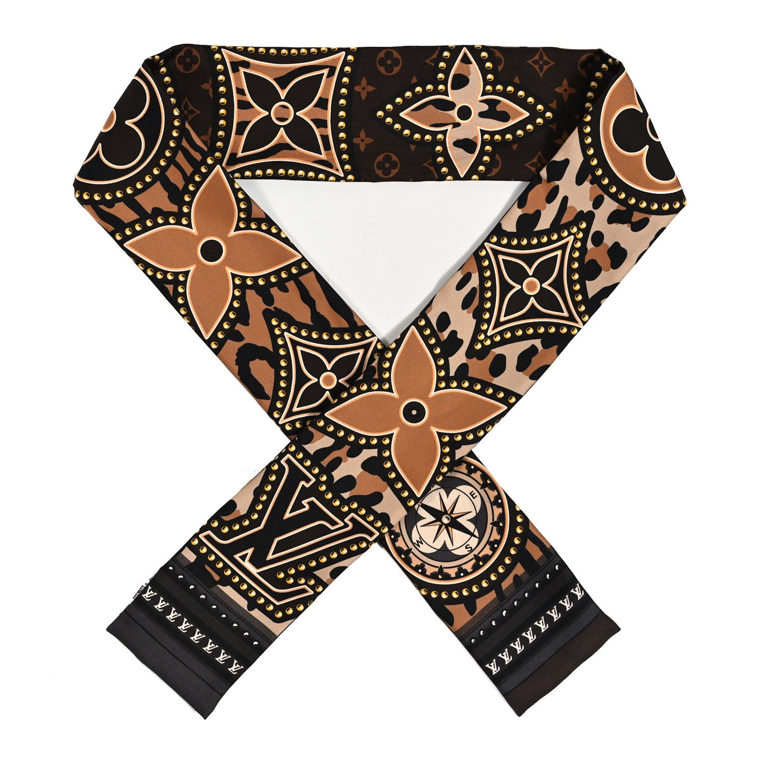 Louis Vuitton Silk Monogram LV World Bandeau Brown 1 of 4