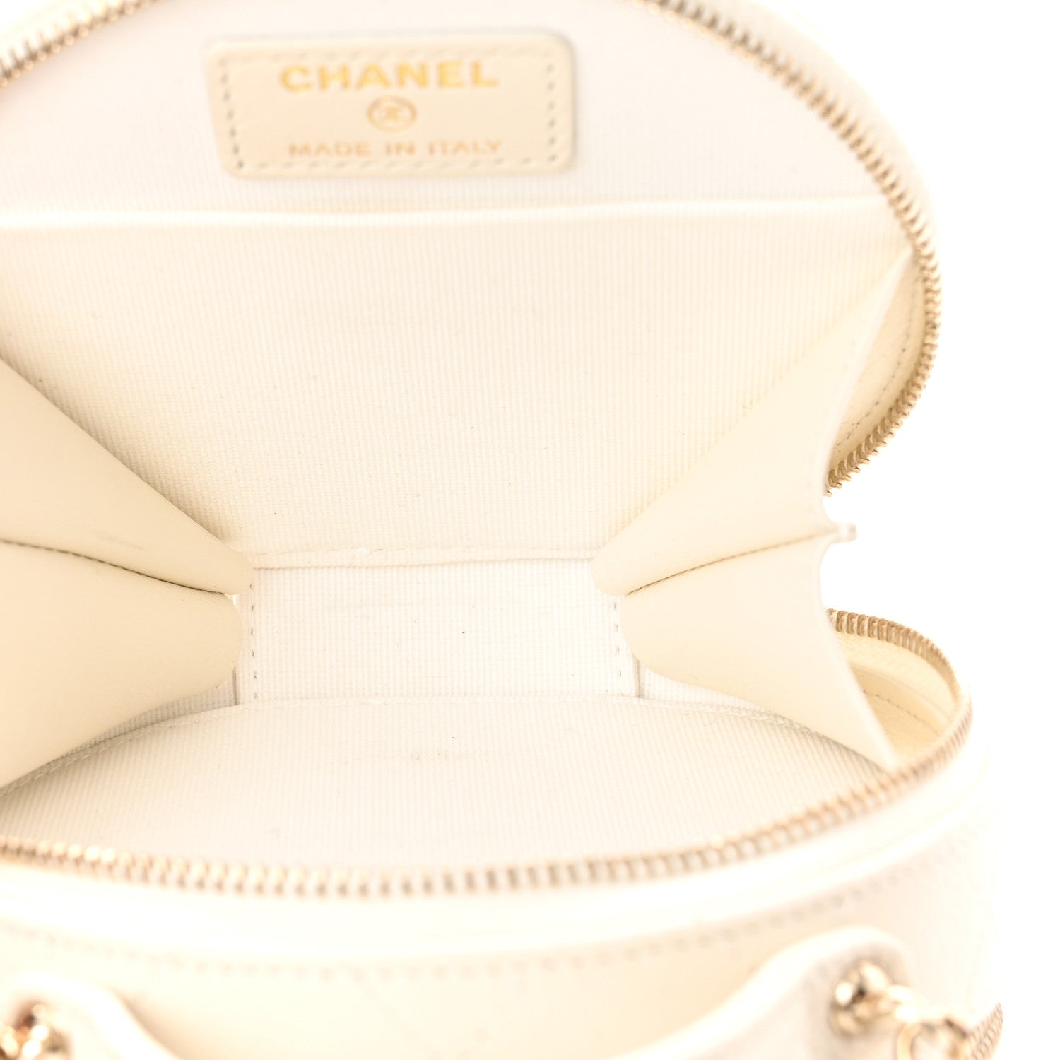 Chanel Caviar Quilted Round Handle With Care Vanity With Chain White 5 of 11