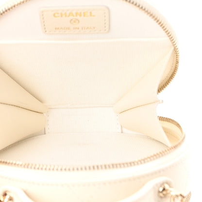 Chanel Caviar Quilted Round Handle With Care Vanity With Chain White 5 of 11