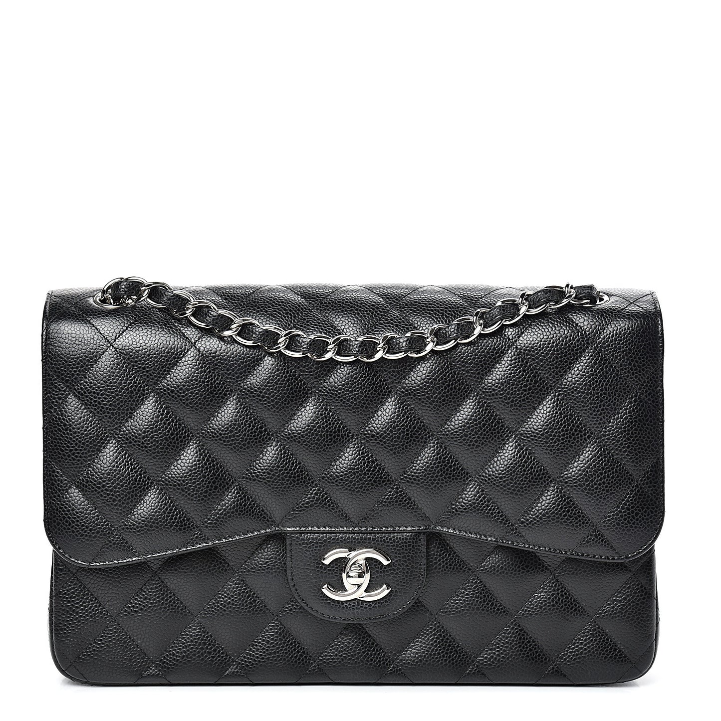 Caviar Quilted Jumbo Double Flap Black