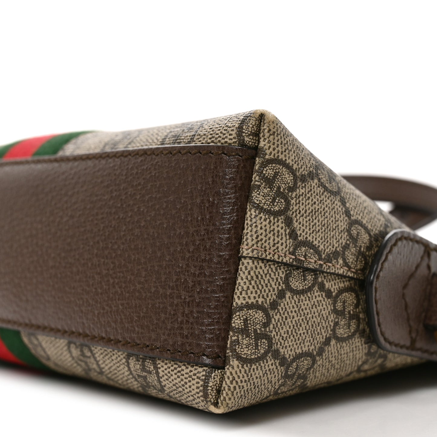 GG Supreme Monogram Textured Dollar Calfskin Web Small Ophidia Dome Shoulder Bag Beige Ebony New Acero