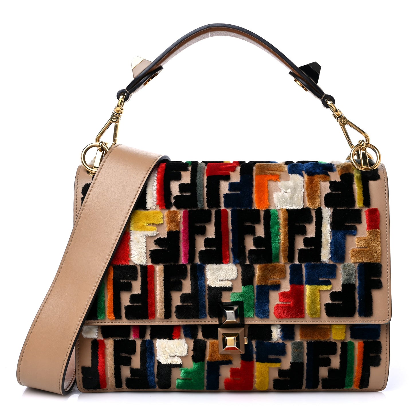 Vitello Liberty Velvet FF Multicolor Kan I Shoulder Bag Multicolor Cuoio