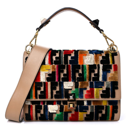 Fendi Vitello Liberty Velvet FF Multicolor Kan I Shoulder Bag Multicolor Cuoio 1 of 15
