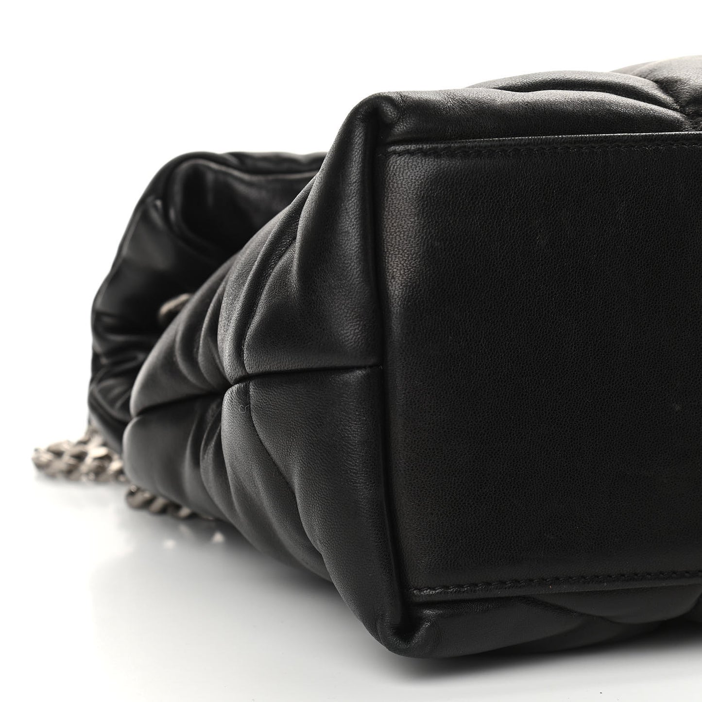 Lambskin Quilted Medium Loulou Puffer Monogram Chain Satchel Black
