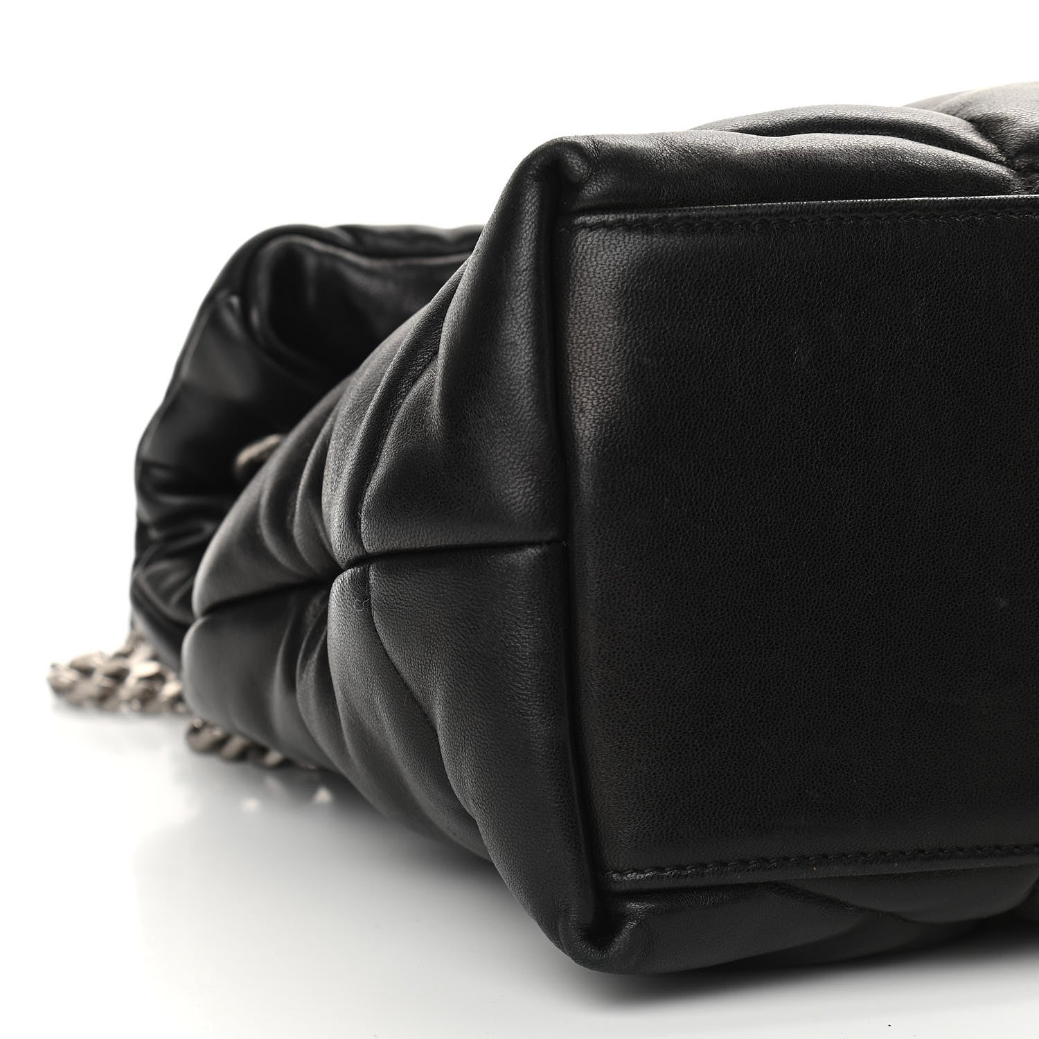 Saint Laurent Lambskin Quilted Medium Loulou Puffer Monogram Chain Satchel Black 8 of 9