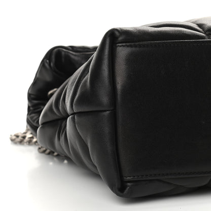Saint Laurent Lambskin Quilted Medium Loulou Puffer Monogram Chain Satchel Black 8 of 9