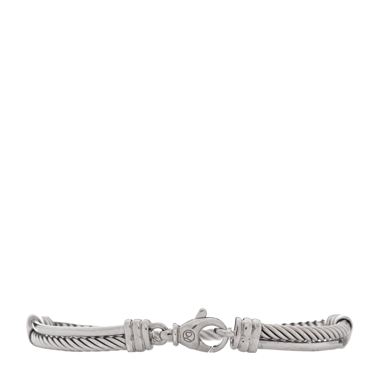 David Yurman Sterling Silver Diamond 3mm Crossover Bracelet 2 of 3
