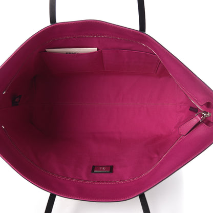 Fendi Vitello Elite Cuoio Monster Buggies Medium Roll Tote Carbone Black Multicolor Magenta 5 of 10