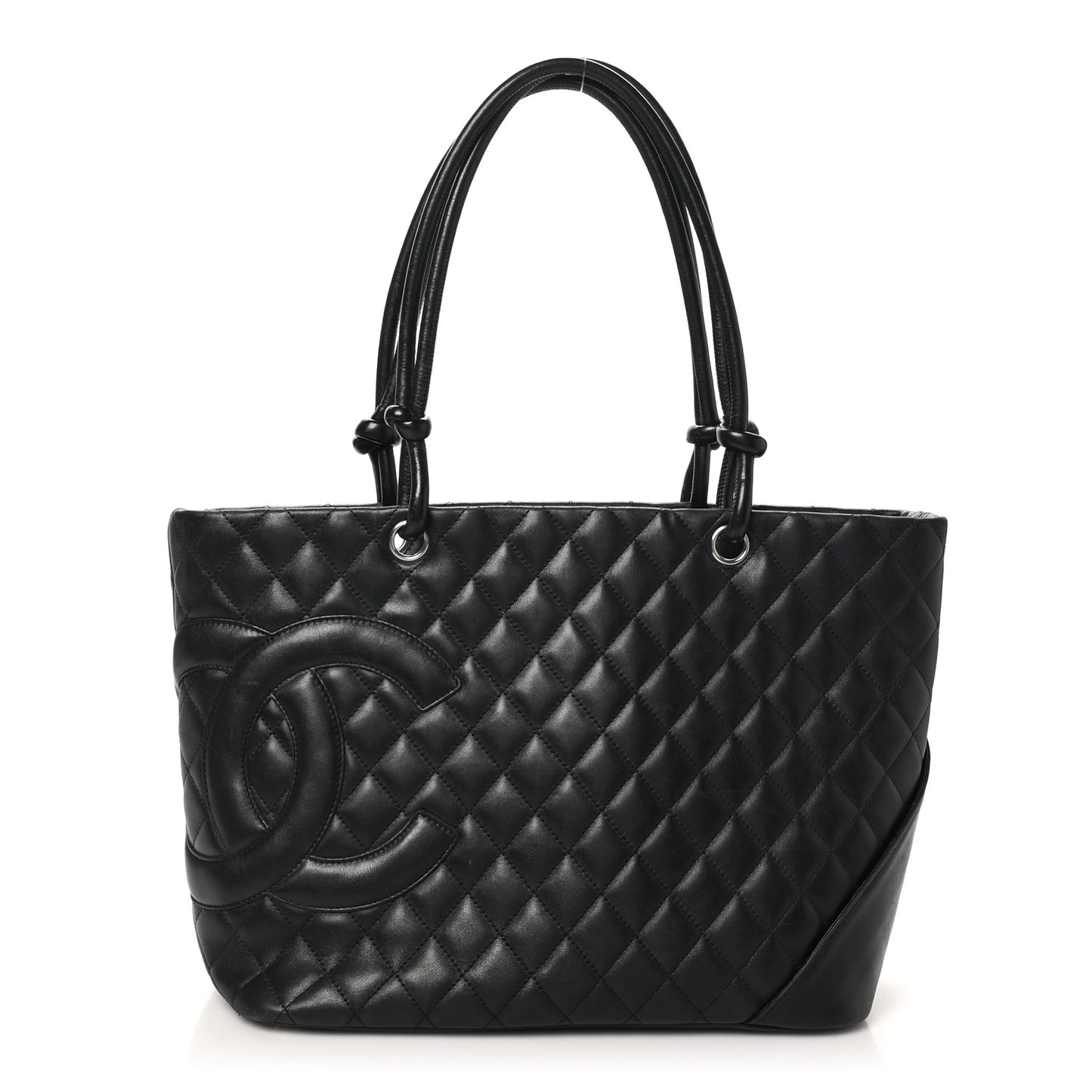 Calfskin Quilted Large Cambon Tote Black