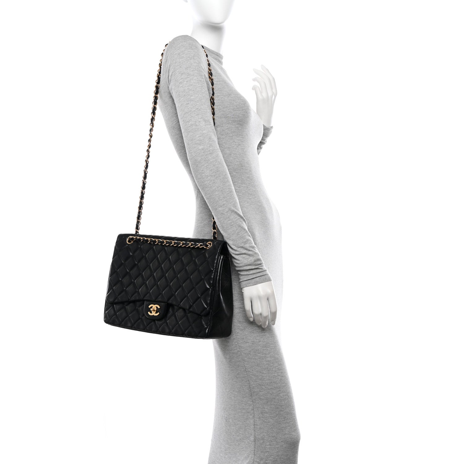 Chanel Lambskin Quilted Maxi Single Flap Black 2 of 12