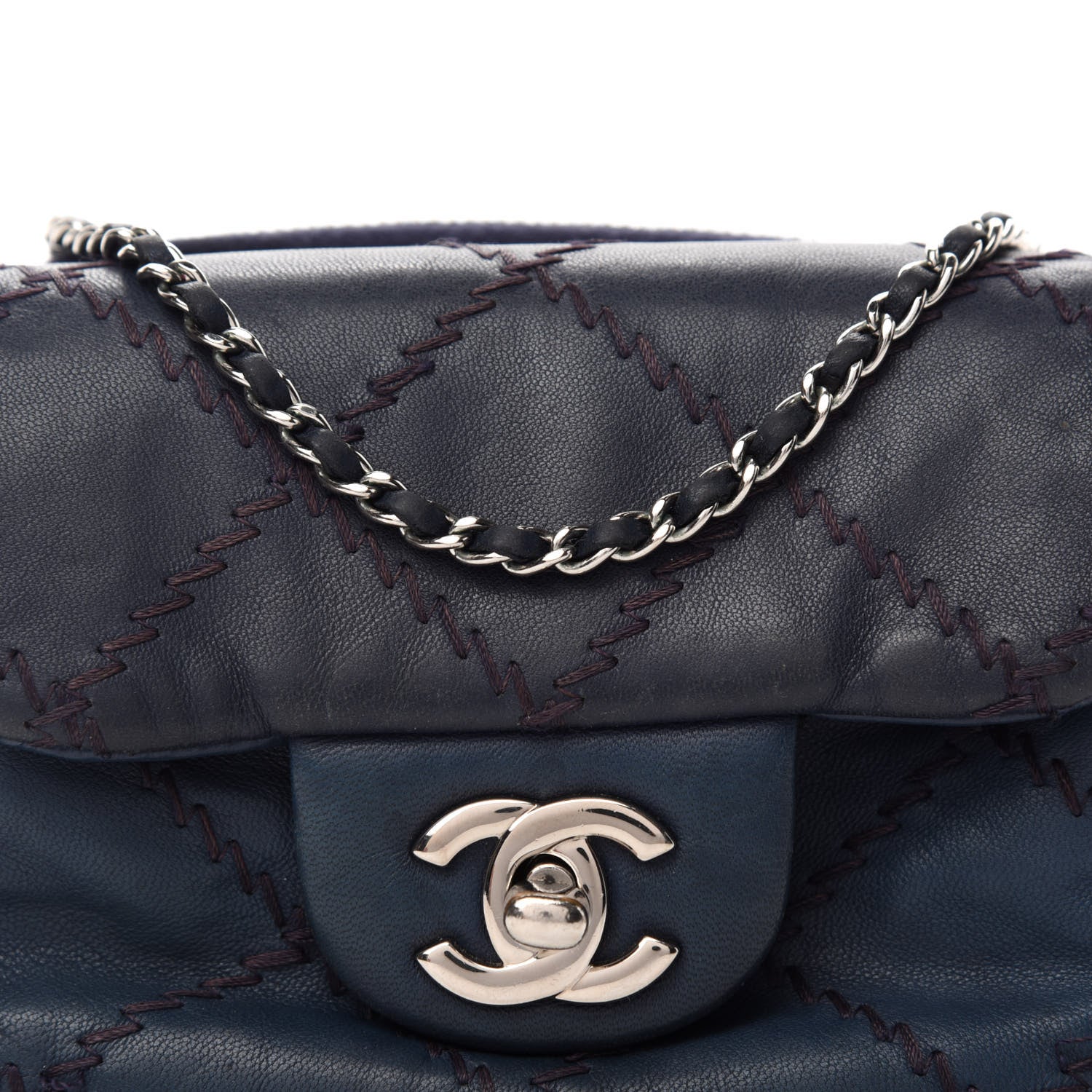 Chanel Lambskin Stitched New Mini Flap Navy 9 of 18