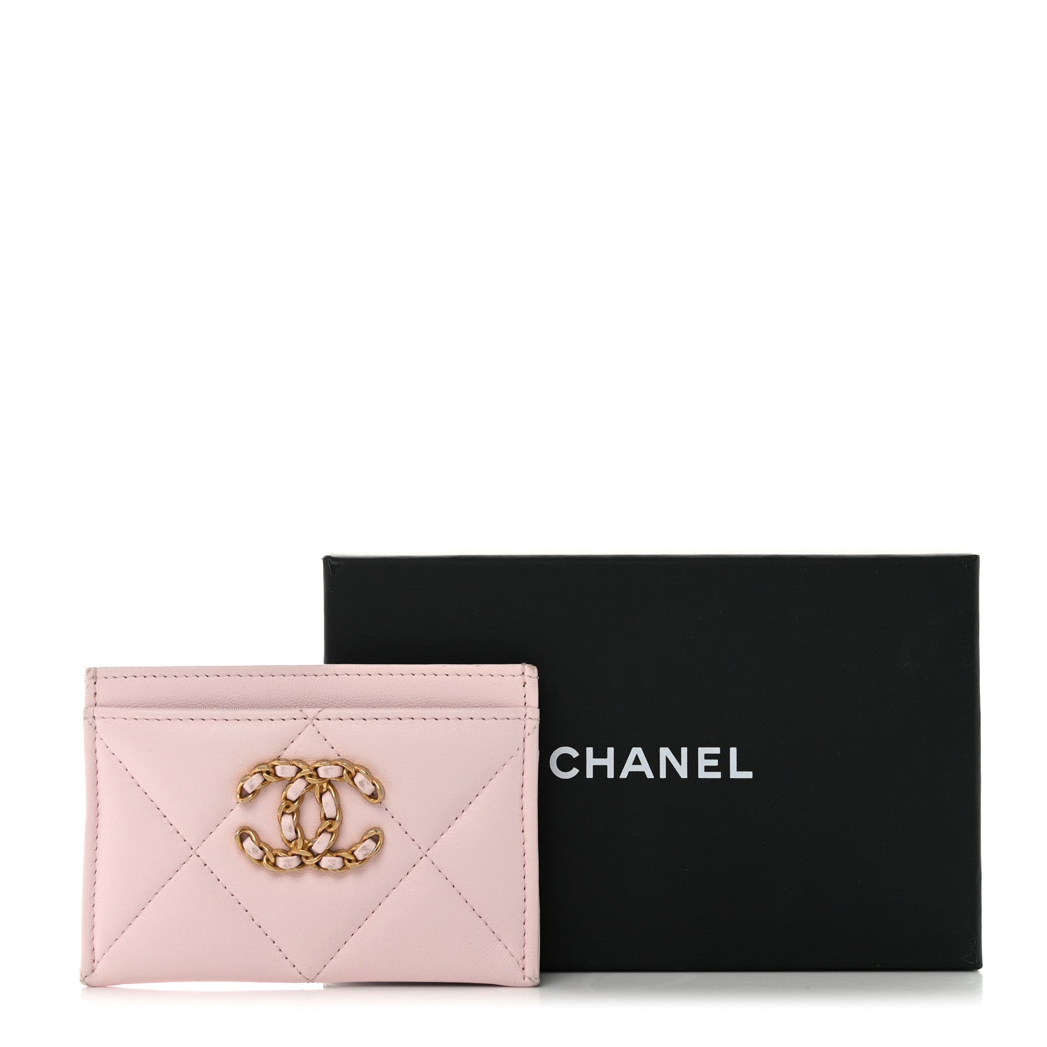 Chanel Lambskin Quilted Chanel 19 Card Holder Light Pink 12 of 12