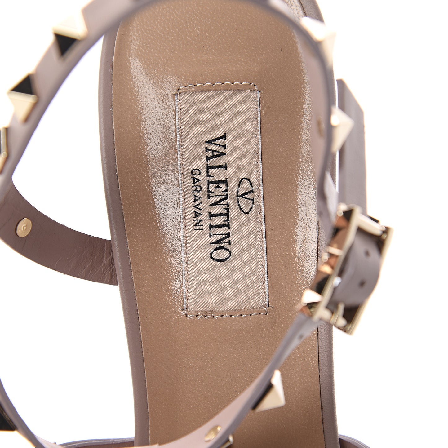 Calfskin Rockstud 60mm City Sandals 39.5 Poudre