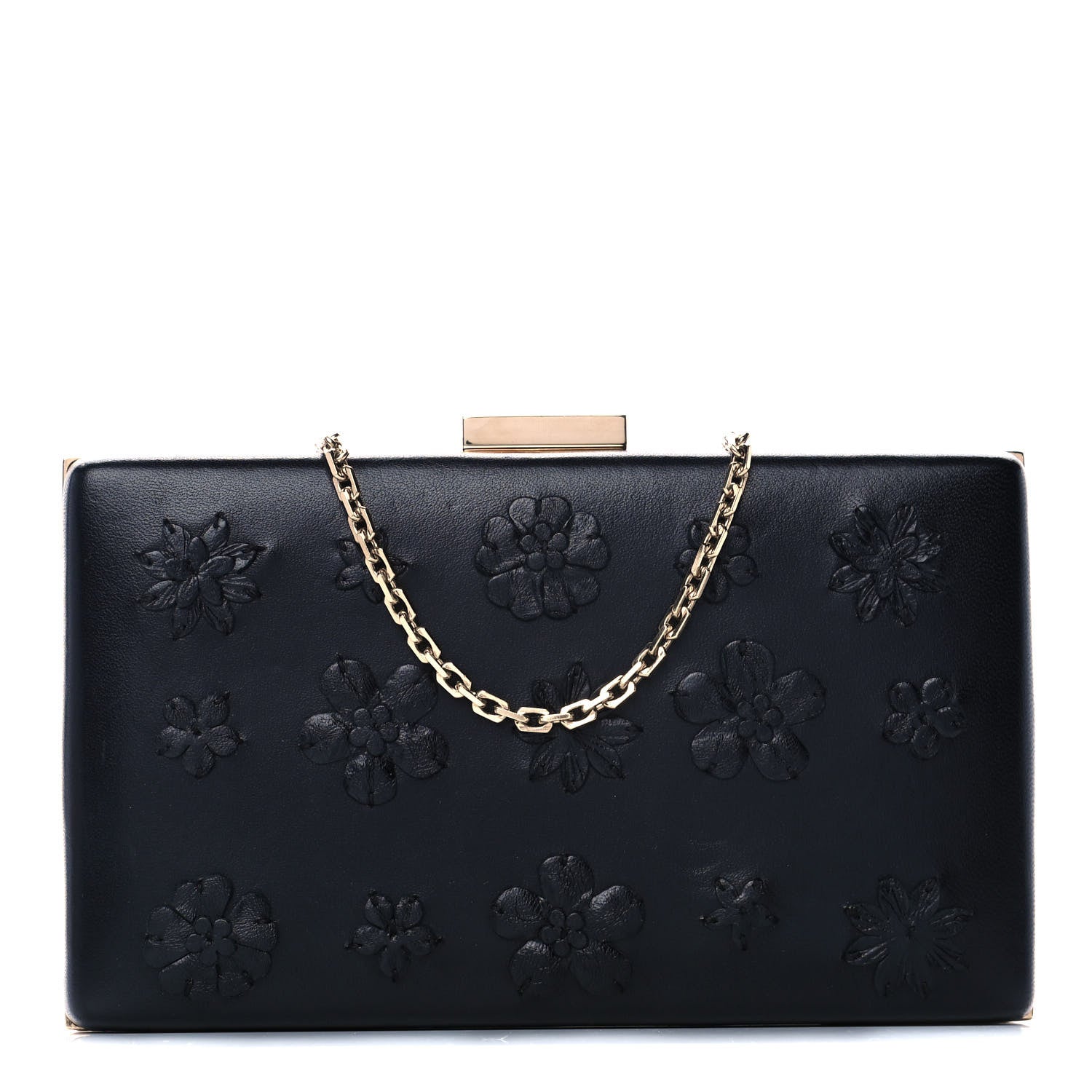 Valentino Garavani Nappa Floral Applique Minaudiere Clutch Black 1 of 11