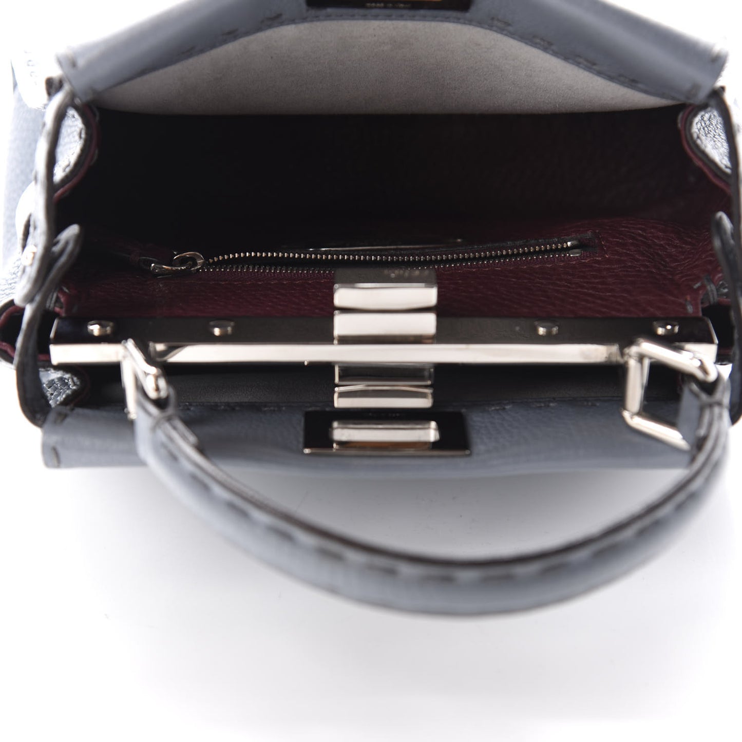 Calfskin Romano Selleria Bi-Color Mini Peekaboo Iconic Satchel Tempesta Bordeaux
