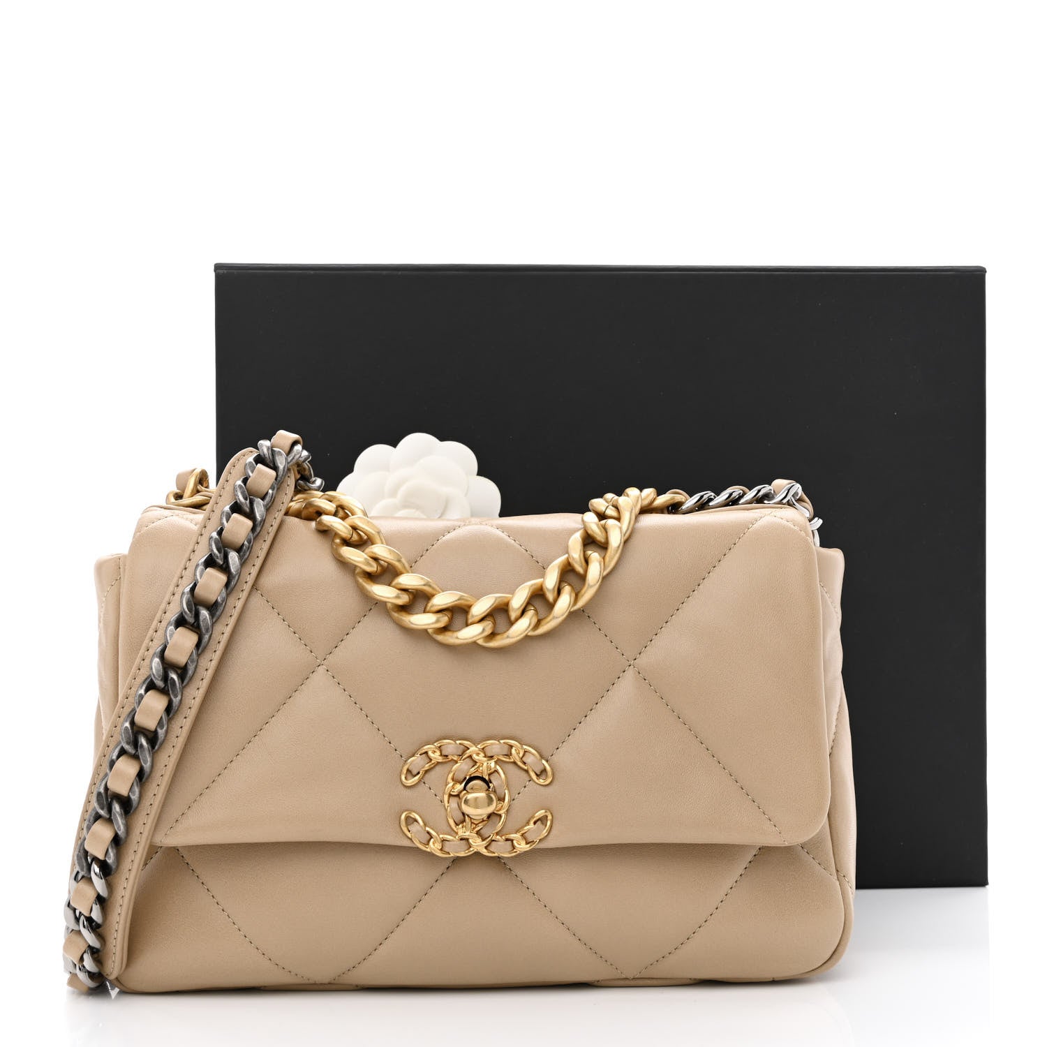 Chanel Lambskin Quilted Medium Chanel 19 Flap Dark Beige 11 of 11