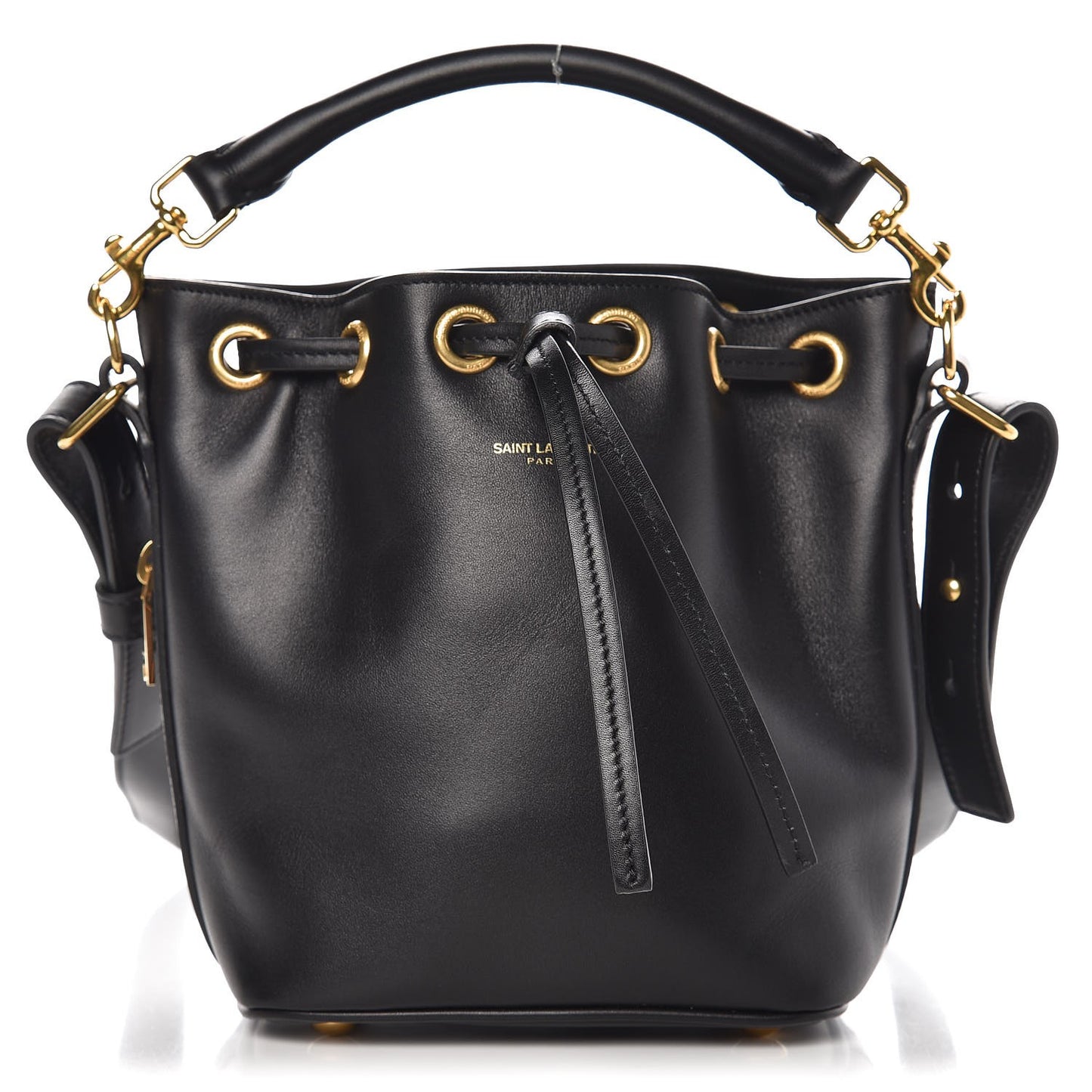 Calfskin Small Emmanuelle Bucket Bag Black