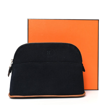 Hermes Cotton Canvas Mini Bolide Travel Cosmetic Pouch Black 10 of 10