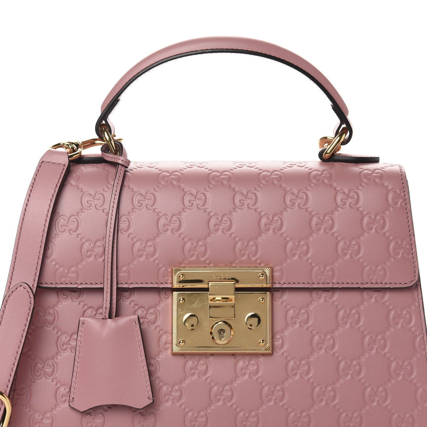 Guccissima Signature Small Padlock Top Handle Bag Rose Baby Candy