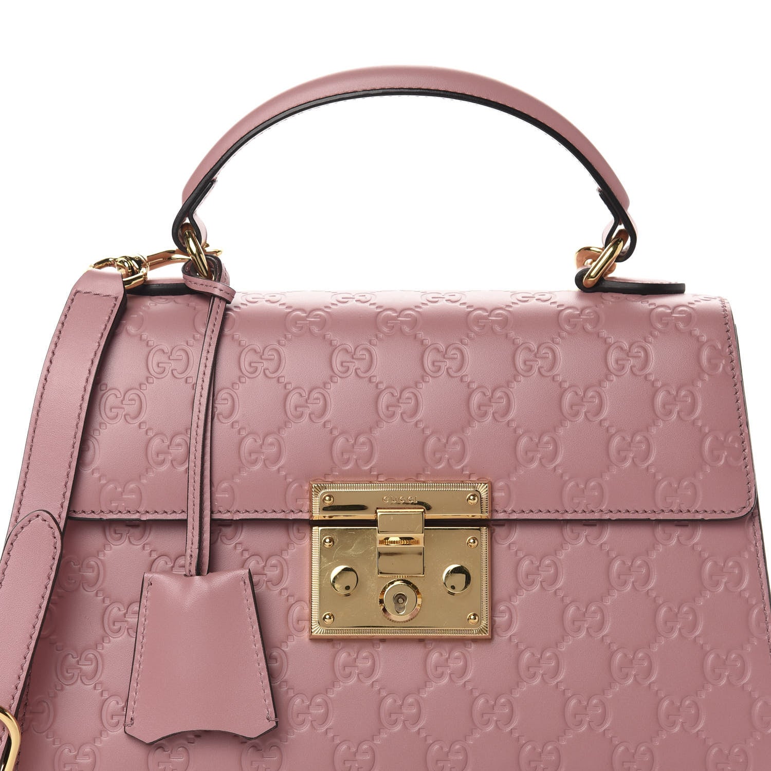 Gucci Guccissima Signature Small Padlock Top Handle Bag Rose Baby Candy 10 of 10