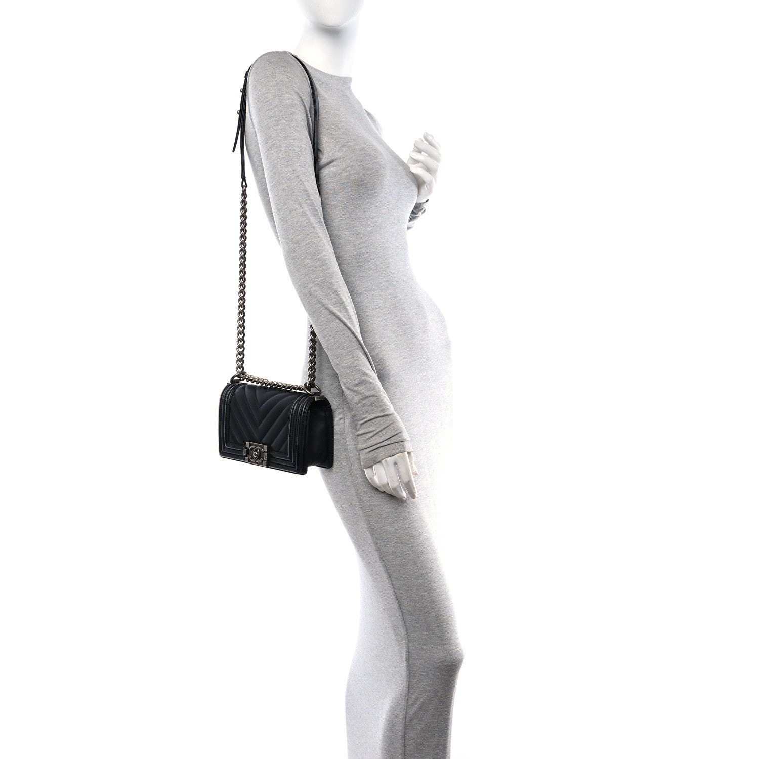 Chanel Calfskin Chevron Quilted Small Boy Flap Black 2 of 12