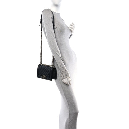 Chanel Calfskin Chevron Quilted Small Boy Flap Black 2 of 12