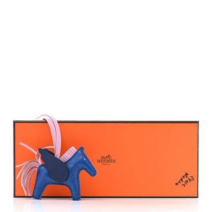 Hermes Milo Lambskin Grigri Rodeo Pegase Horse Bag Charm MM Bleu France Mauve Sylvestre Bleu Saphir 5 of 5