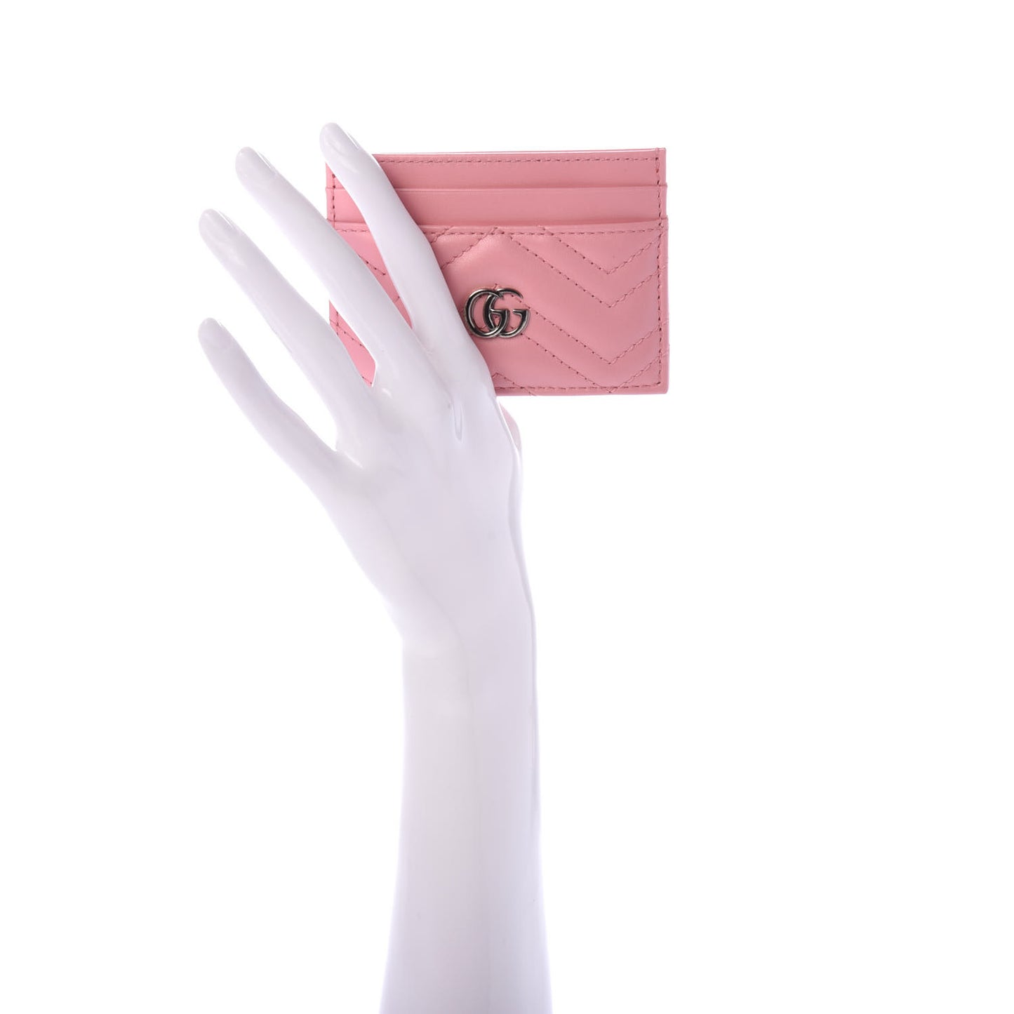 Calfskin Matelasse GG Marmont Card Holder Wild Rose