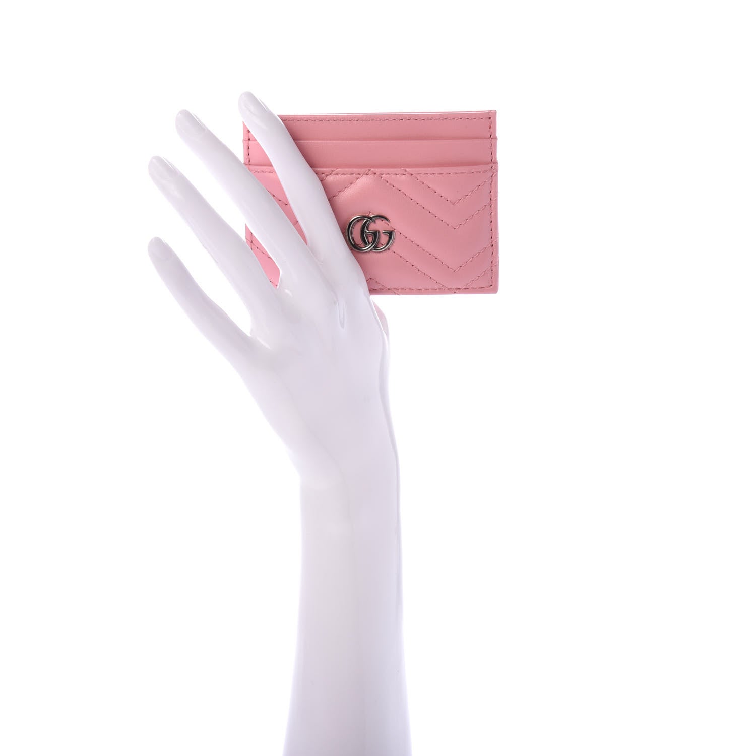 Gucci Calfskin Matelasse GG Marmont Card Holder Wild Rose 2 of 7