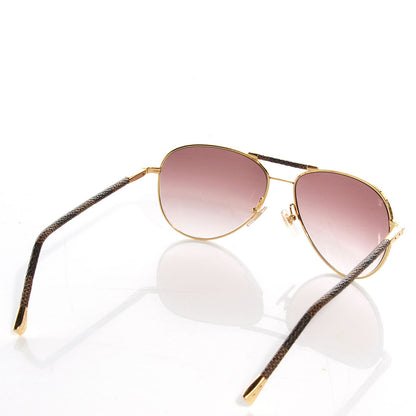 Louis Vuitton Damier Ebene Conspiration Pilote Sunglasses Z0202U Gold 2 of 5