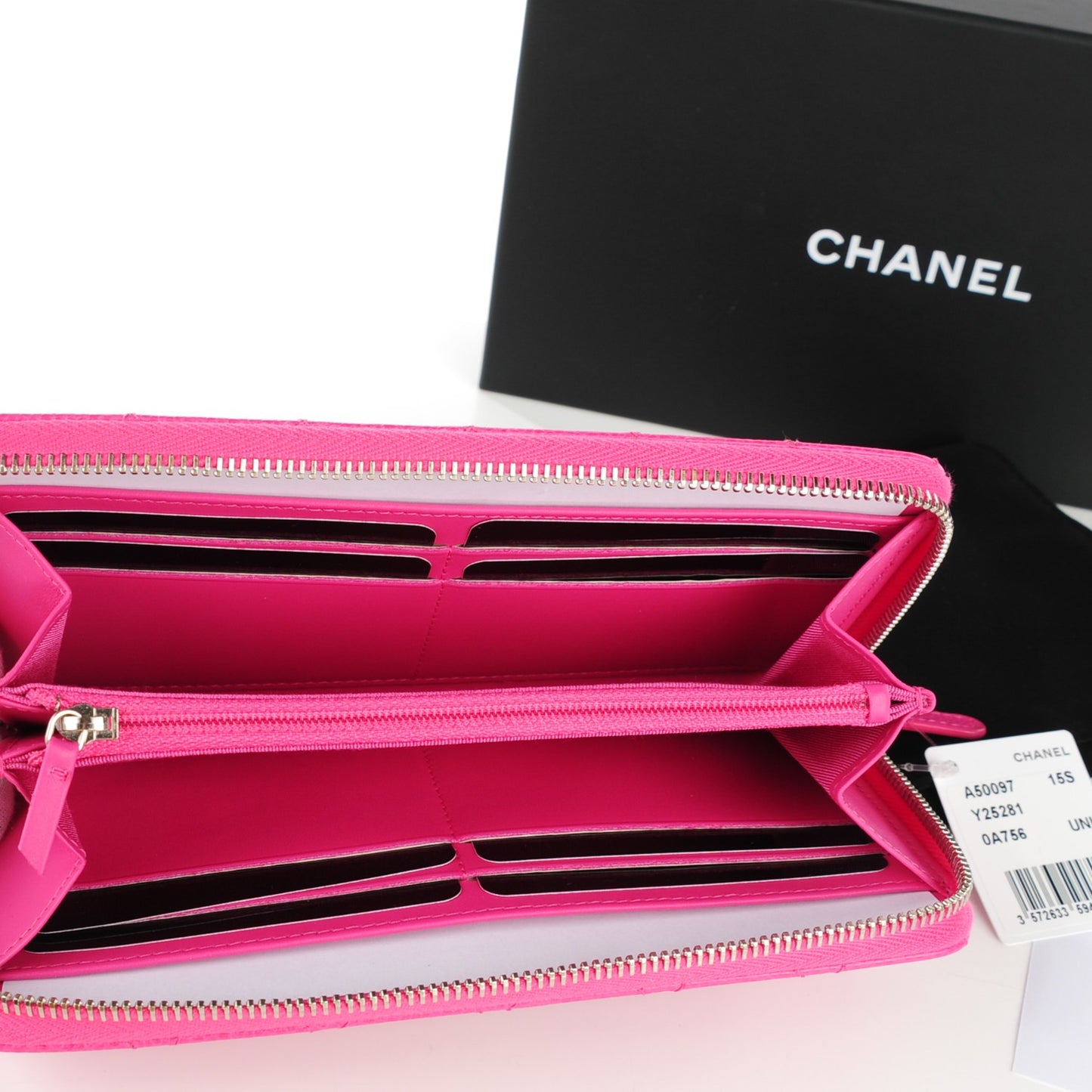 Caviar Quilted Large Gusset Zip Around Wallet Pink